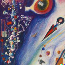 the discovery of gravity, painting by Wassily Kandinsky generated by DALL·E 2